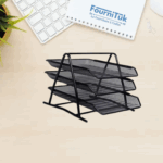 Panier à Courrier Métallique 3 Étages | Plateaux Coulissants | Organiseur de Bureau Robuste