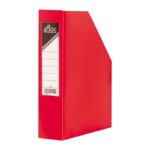 Corner-box en polypropylène ployable couleur, dos 8 cm, avec porte-étiquette transparente et œillet de préhension. Dim 33x25 cm. Couleur au choix Bleu-Grenat-Noir-Rouge-Vert