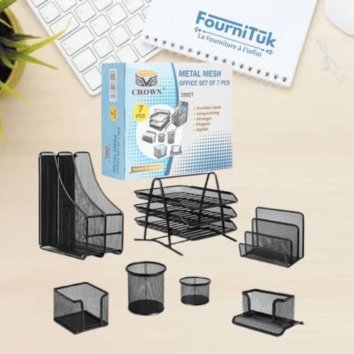 Ensemble de Bureau en Métal – 7 Pièces Essentielles Ensemble de Bureau en Métal – 7 Pièces Essentielles