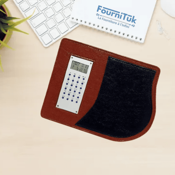 Tapis de Souris en Similicuir avec Calculatrice Intégrée