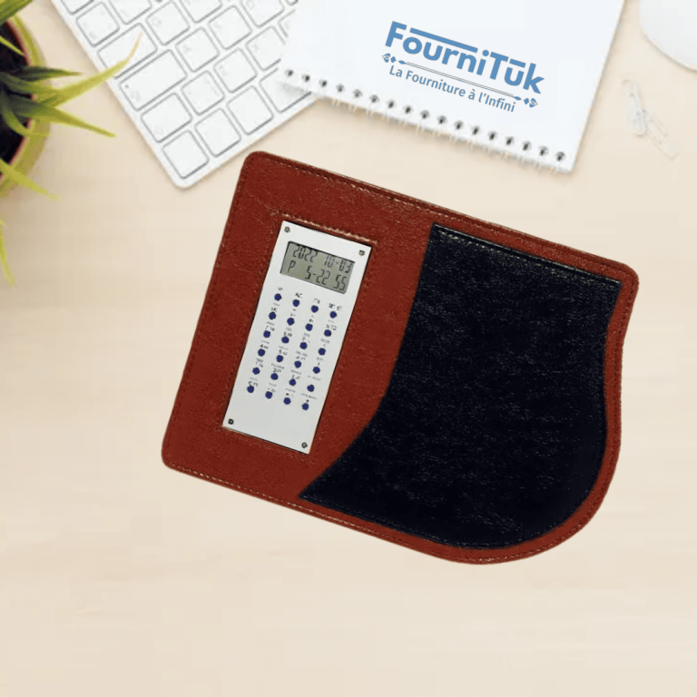 Tapis de Souris en Similicuir avec Calculatrice Intégrée