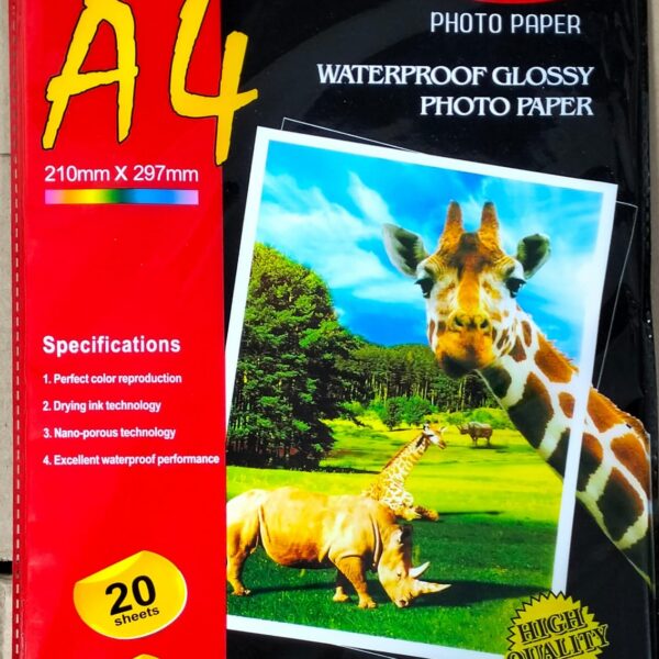 Papier Photo Brillant Imperméable A4 – 230g/m² – 20 Feuilles | Narsurn