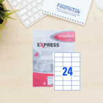 Étiquettes Adhésives Blanches EXPRESS Office – 2400 pcs (70x37mm) – Pack de 100 Feuilles
