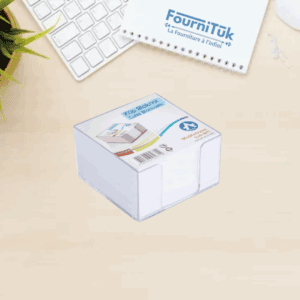 Porte-Bloc Cube PVC + Papier Blanc | Support Notes Prêt à l’Emploi – Format Standard