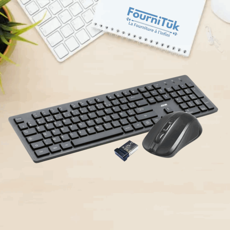 Pack clavier & souris sans fil || Jedel – Noir Azerty FR/AR avec nano récepteur