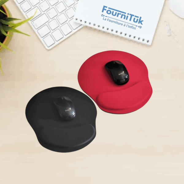 Tapis de souris avec repose-poignet en gel || Confort et maintien – Rouge ou Noir