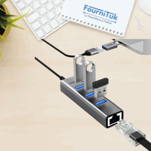 Hub USB-C 4-en-1 avec adaptateur Ethernet || 10/100/1000 Mbps – Haute performance réseau