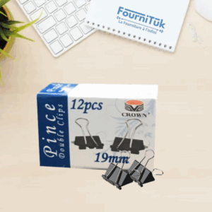 Boîte de 12 Pinces à Clip Métal 19 mm – Modèle Crown