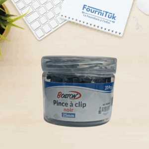 Boîte de 20 Pinces à Clip Métal 25 mm – Noires – Modèle Boston