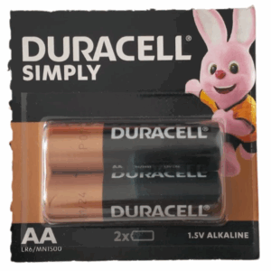 Duracell Simply – Lot de 2 Piles AA (LR06) 1,5V Alcalines | Puissance Fiable au Quotidien