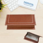 Porte-Cartes de Visite en Cuir Véritable – Format Rectangulaire avec Couvercle | Marron Chocolat, Cuivre, Noir