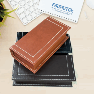 Porte-Cartes de Visite en Cuir Véritable – Format Rectangulaire avec Couvercle | Marron Chocolat, Cuivre, Noir