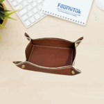 Porte-Trombones & Objets en Cuir Véritable – Format Carré | Rangement Élégant pour Bureau Professionnel