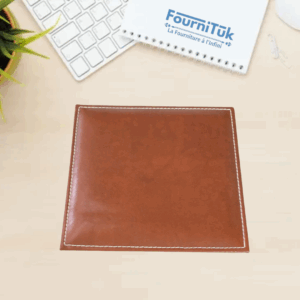 Tapis de Souris en Cuir Véritable – Format Carré | Disponible en Noir, Marron Chocolat et Cuivre
