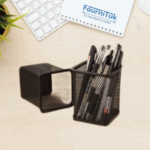 Porte-Stylo Carré en Métal – Noir Élégant