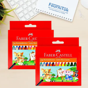 Crayons de Couleur en Cire Jumbo Faber-Castell – 12 Couleurs | Wachsmalkreiden Jumbo Wax Crayons