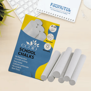 🖍️ Boîte de Craies Blanches ECOLO | 10 Étuis | Réf : BCB10