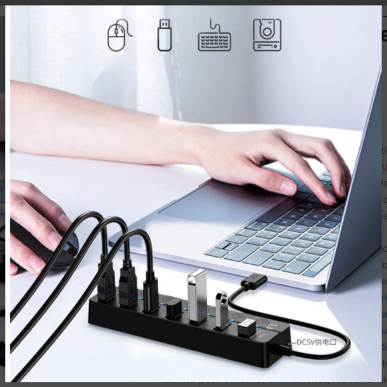 HUB Multiports 7 Ports USB 3.0 – Extenseur avec Câble 30 cm