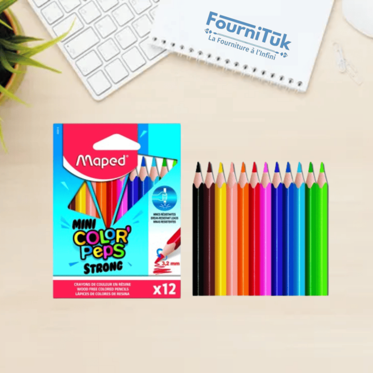 🏷️ Crayons de Couleur MAPED Strong – Étui de 12 | Mine 3,5 mm Résistante