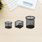 Ensemble de Bureau en Métal – 3 Pièces | CROWN | Noir