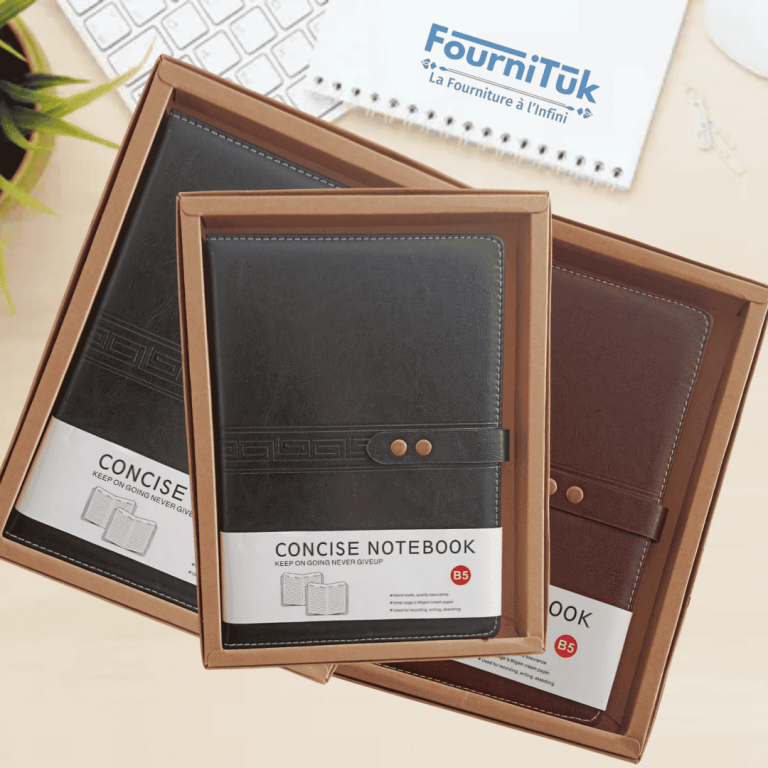 Carnet de Notes Concise Notebook – Format B5 | Cuir PU Élégant | Noir & Marron
