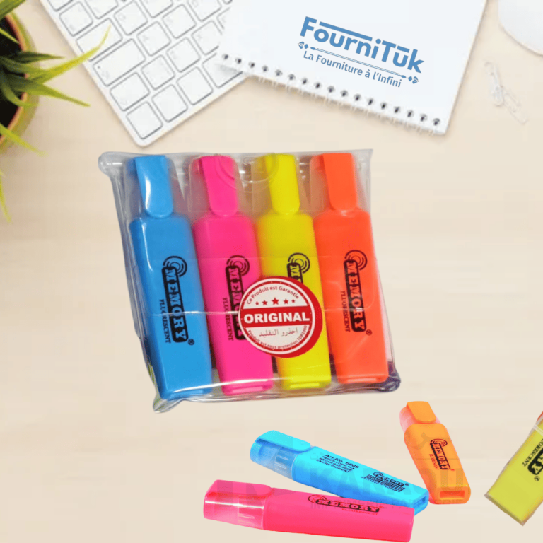 Pochette de 4 Surligneurs Fluorescents – MEMORY | Couleurs Assorties