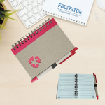 Mini Bloc-notes Écologique avec Stylo Recyclé | Couverture Carton Kraft | Reliure Spirale