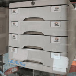 Meuble de Classement 4 Tiroirs – CROWN | Organisateur de Bureau avec Serrure | Couleur Gris
