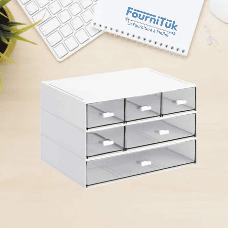 Boîte de Rangement à Six Niveaux COMIX B2274 – Blanc | Organisateur de Bureau avec 6 Tiroirs