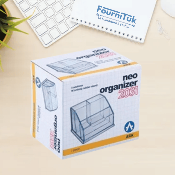 Porte-Stylo Transparent ARK 2031 | Porte Accessoires de Bureau | 4 Compartiments