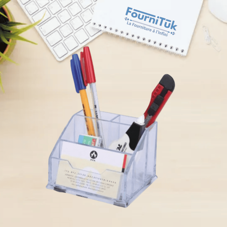 Porte-Stylo Transparent ARK 2031 | Porte Accessoires de Bureau | 4 Compartiments
