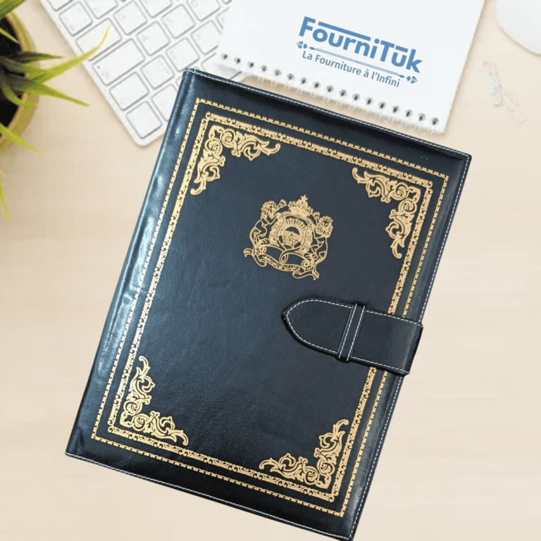 Porte-Documents A4 Artisanal en Simili avec Fermeture – Noir