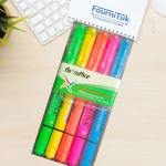 Pochette de 5 Surligneurs Fluorescents FLEXOFFICE | Double Pointe 4mm & 1mm | Couleurs Vives