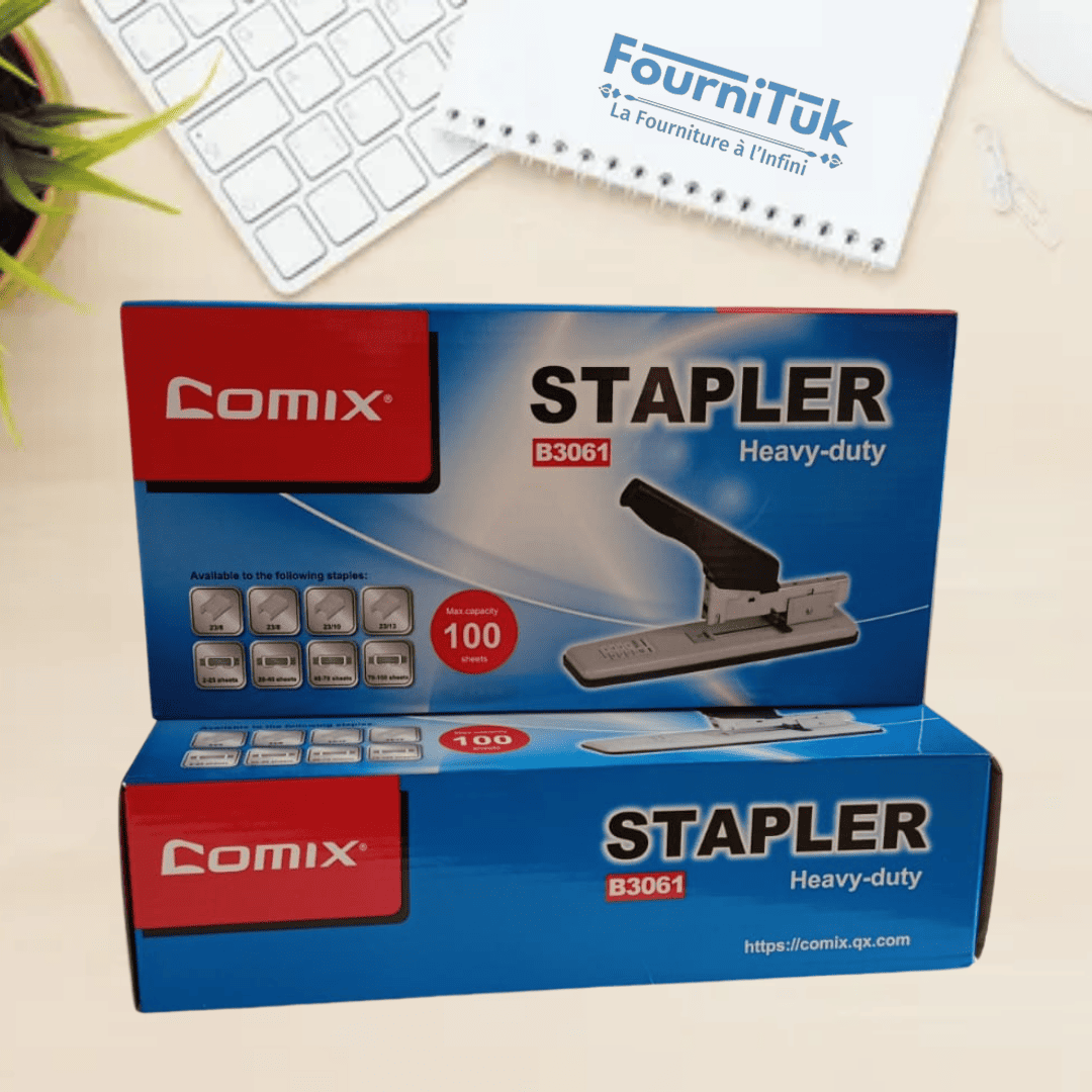Agrafeuse Géante COMIX B3063 | Beige | Capacité 200 Feuilles | Compatible Agrafes 23/6 à 23/23