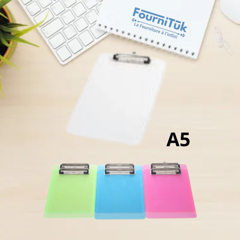 Porte Bloc A5 Transparent avec Clip Métal