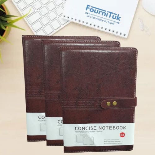 Carnet de Notes Concise Notebook – Format B5 | Cuir PU Élégant | Noir & Marron