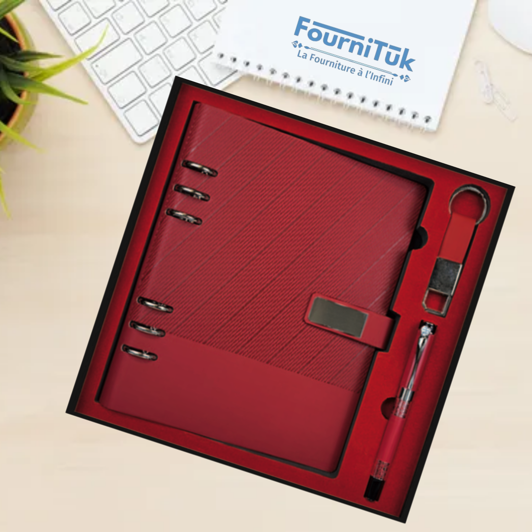 Coffret VIP 1010 || Agenda Premium 352 Pages – Similicuir Luxe avec Stylo & Porte-clé Métallique