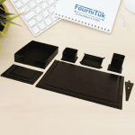 Ensemble de Bureau en Similicuir Noir – Pack 7 Pièces