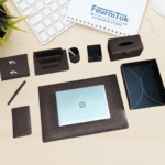 Set de Bureau Artisanal en Similicuir – 9 Pièces || Ensemble Professionnel Premium