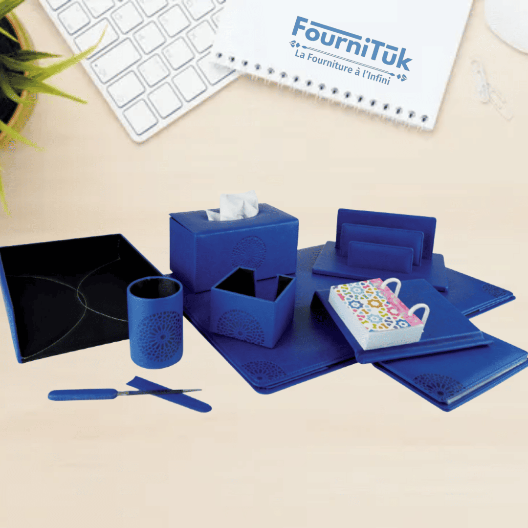 Set de Bureau Artisanal en Similicuir – 9 Pièces || Ensemble Professionnel Premium