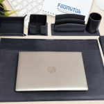Parure de Bureau Luxe – Bleu || Coffret 8 Pièces en Similicuir Premium