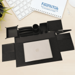 Parure de Bureau Luxe – Noir || Coffret 8 Pièces en Similicuir Premium