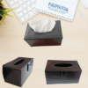 Boîte Kleenex Rectangulaire || Support Mouchoirs Simili Cuir Noir – Ouverture Magnétique