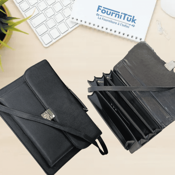Cartable en Cuir Porte-Documents || Multipoche avec Fermeture