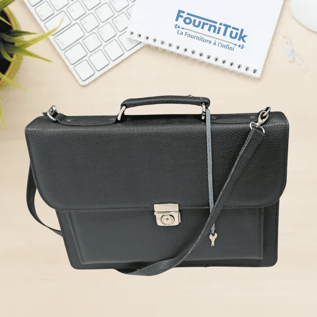 Cartable en Cuir Porte-Documents || Multipoche avec Fermeture