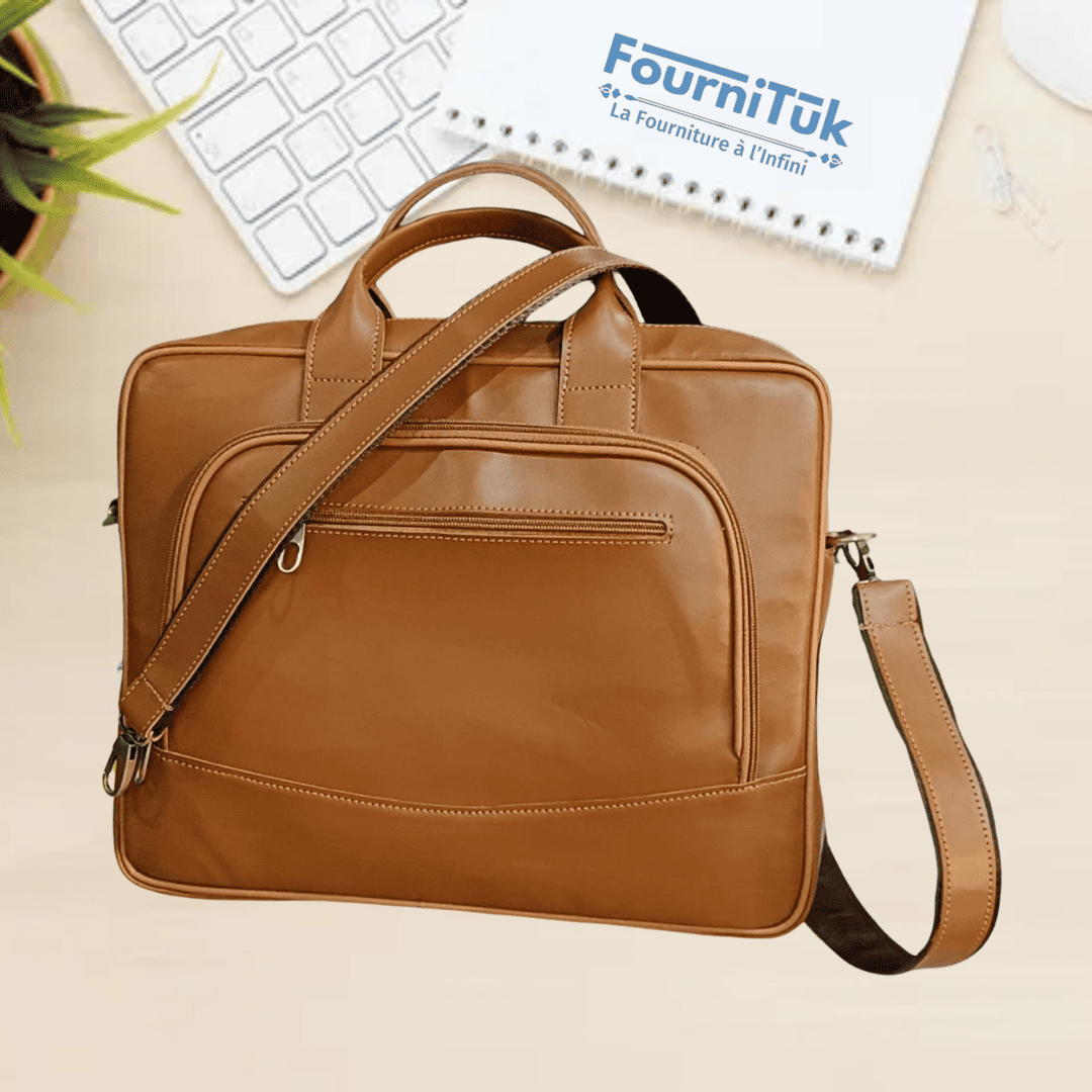 Cartable Grand Modèle – Marron Cuivré | Cuir Véritable