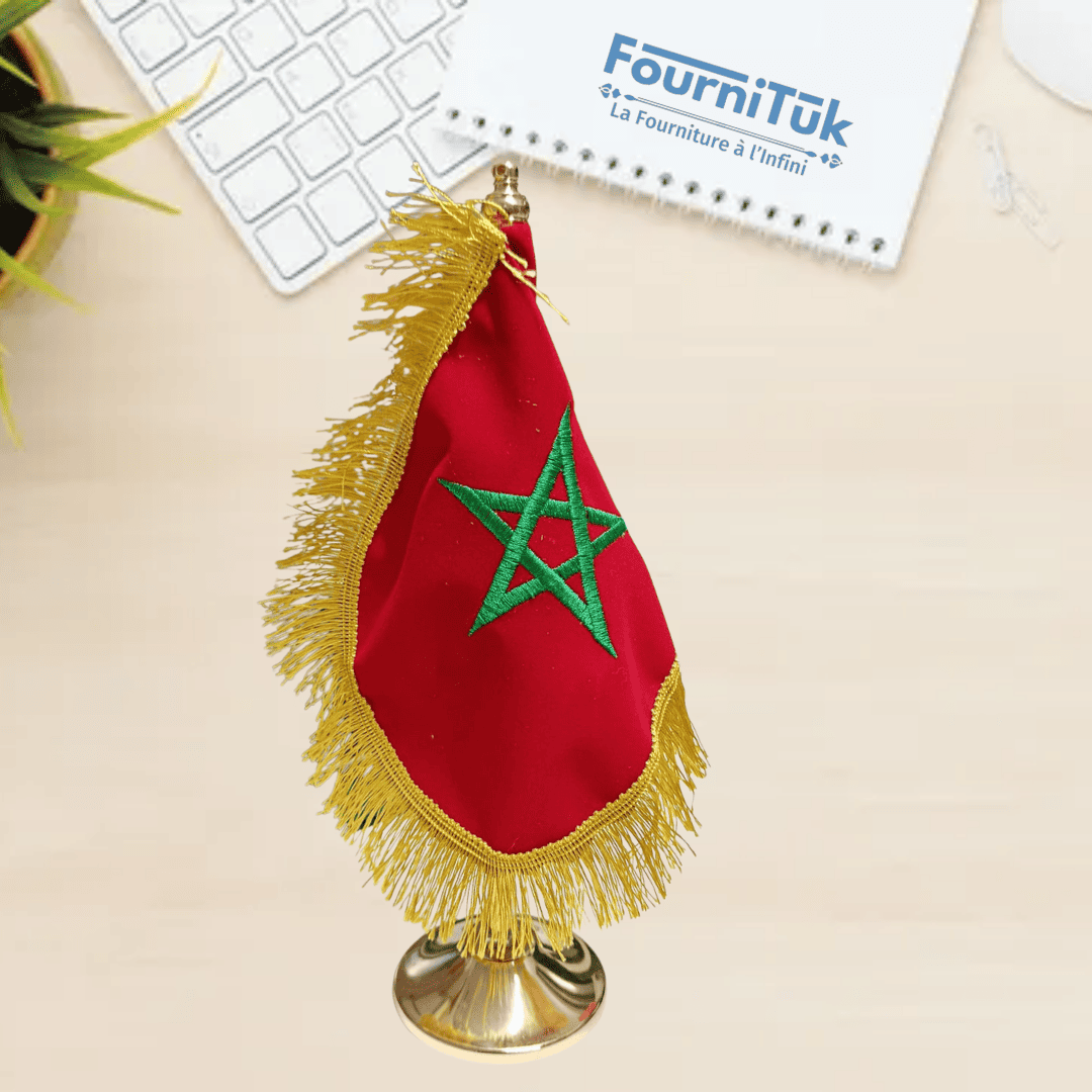 Drapeau Marocain 25 cm || Avec Socle