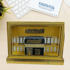 Maquette Décorative de la Kaaba Lumineuse – Noir & Or – Décoration Maison & Bureau
