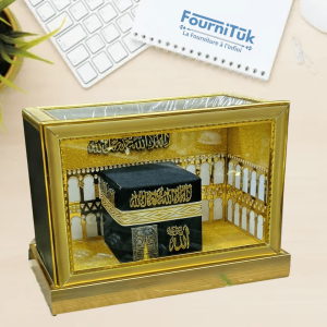 Maquette Décorative de la Kaaba Lumineuse – Noir & Or – Décoration Maison & Bureau