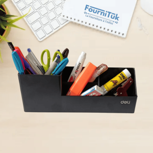 Organisateur de Bureau Deli – Porte-Stylos Multi Compartiments Noir